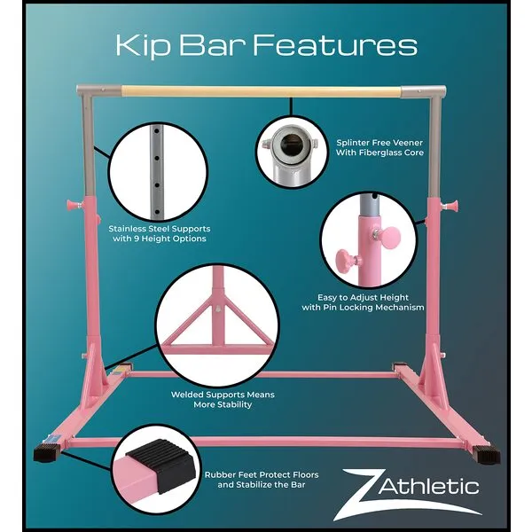 Z ATHLETIC Kip Bar and Folding Gymnastics Mat, 4 Ft x 8 Ft x 2 in