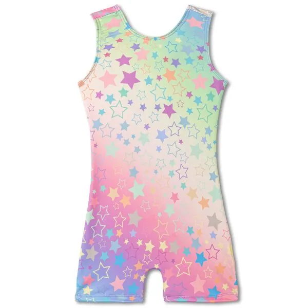 rainbowsnow Gymnastics Leotards for Girls Toddler Kids Dance Unitards Biketards with Short Unicorn Mermaid Leopard