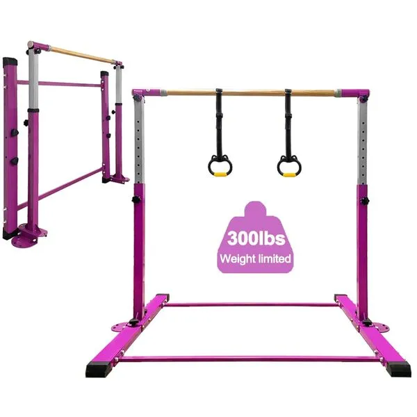 JC-ATHLETICS Gymnastic Kip Bar,Horizontal Bar for Kids Girls Junior,3' to 5' Adjustable Height,Home Gym Equipment,Ideal for Indoor and Home Training,1-4 Levels,260lbs Weight Capacity