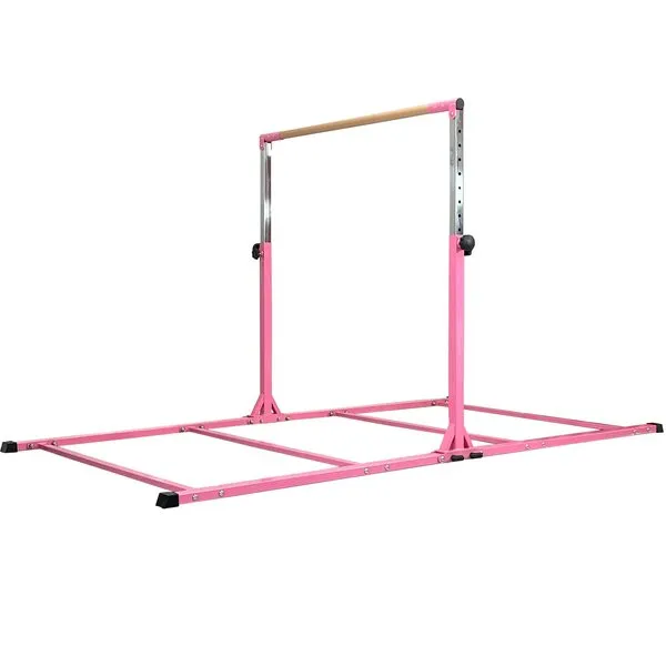 PreGymnastic Folding Gymnastics Bar for Kids, Adjustable Heights 3-5ft Gymnastic Bar, Gym Bar Training at Home and Club.