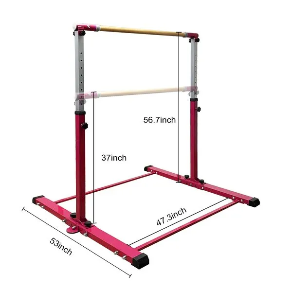 JC-ATHLETICS Foldable & Movable Gymnastic Kip Bar/Junior Training Bar/3' to 5' Adjustable Height,Home Gym Equipment,Ideal for Indoor and Home Training,1-4 Levels,260lbs Weight Capacity1