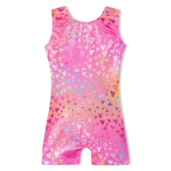 Domusgo Gymnastics Leotards for Girls Sparkly One-Piece Pro Kids Unitard Biketards with Shorts