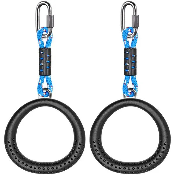 Dolibest 2 Pack of Ninja Gymnastic Rings, Monkey Ring Outdoor Backyard Ninja Accessories Set,Swing Bar Rings Obstacle Course for Training Equipment for Kids,1000LB Capacity(Black)