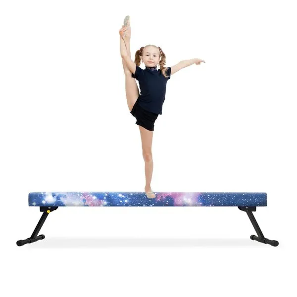 EL&IT·Wings 6ft Gymnastic Balance Beam,Adjustable High and Low Level Floor Beam - Highly Stable - Gym Practice Training Equipment for Kids Children Girls Home