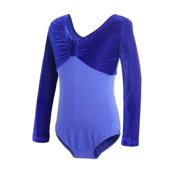 Libaobaoyo Long Sleeve Leotards for Girls Velvet Ballet Gymnastics Dancewear Bodysuit Outfit