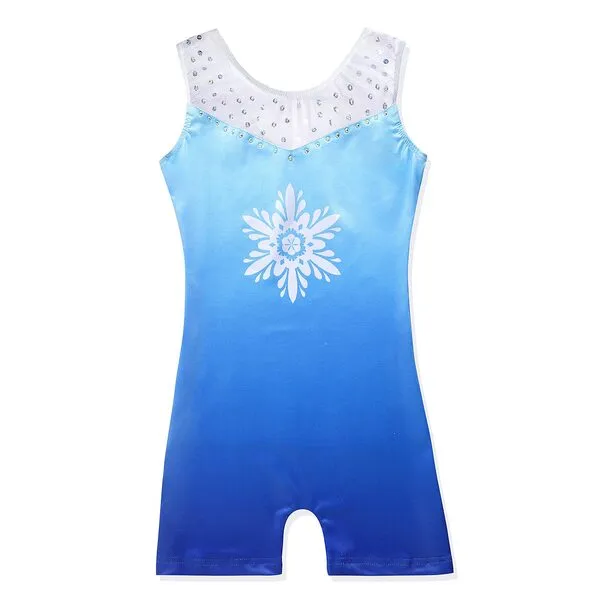 XiaoMoSha Leotards for Girls Gymnastics with Shorts Unicorn Rainbow Sparkle Ribbons Biketard 3-10 Years