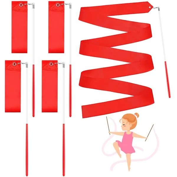 HyDren Gymnastics Ribbon Rhythmic Dancing Streamers Praise Ribbon Dancer Wand Twirling Baton for Adults Kids Ribbon Streamers for Talent Shows Artistic Dancing