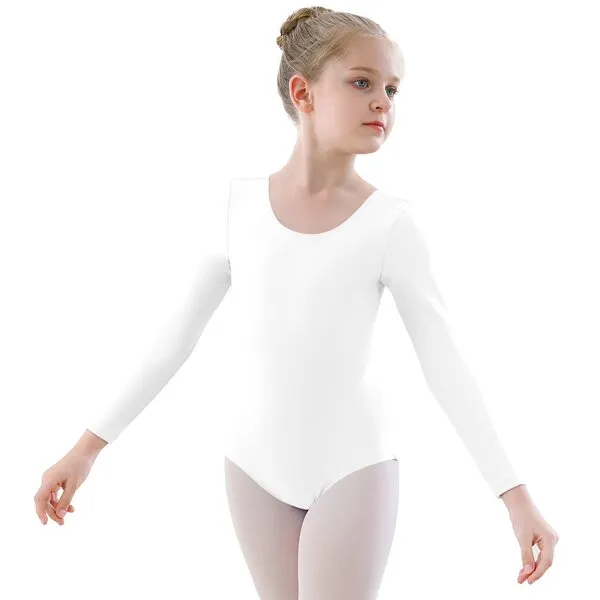 YgneeDom Girls Long Sleeve Leotard Kids Bodysuit for Dance Gymnastics Costume 3-12 Years