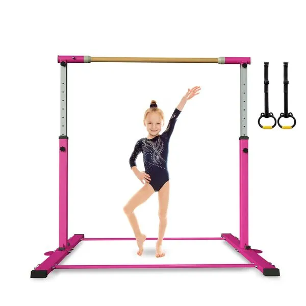 EL&IT·Wings Kip Bar,Horizontal Bar,Adjustable Height 3'-5' Gymnastics Bar，Fiberglass Rail & 304 Stainless Steel Regulating Arms，Kids and Gymnast Exercise Home Use