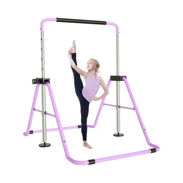 GVOLO Gymnastics Bars for Kids Adjustable Height Gymnastic Horizontal Bars with Protective Cover Expandable Junior Training Folding Bar for Home