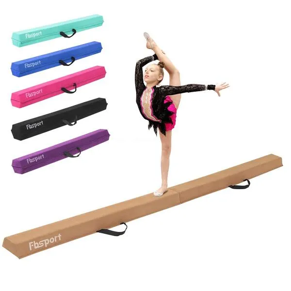 FBSPORT 8ft/9ft/10ft Balance Beam: Folding Floor Gymnastics Equipment for Kids Adults,Non Slip Rubber Base, Gymnastics Beam for Training, Practice, Physical Therapy and Professional Home Training