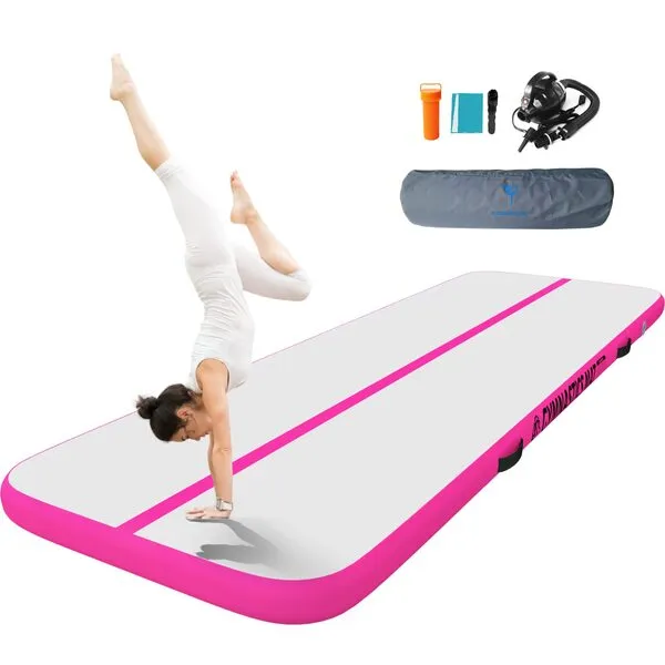 A&BBOARD Inflatable Air Gymnastics Training Mat 10ft/13ft/16ft Inflatable Gymnastics Tumbling Mat Inflatable Floor Mats for HomeUse/Gym/Yoga/Cheerleading/Outdoor/Beach/Park wih Electric Air Pump