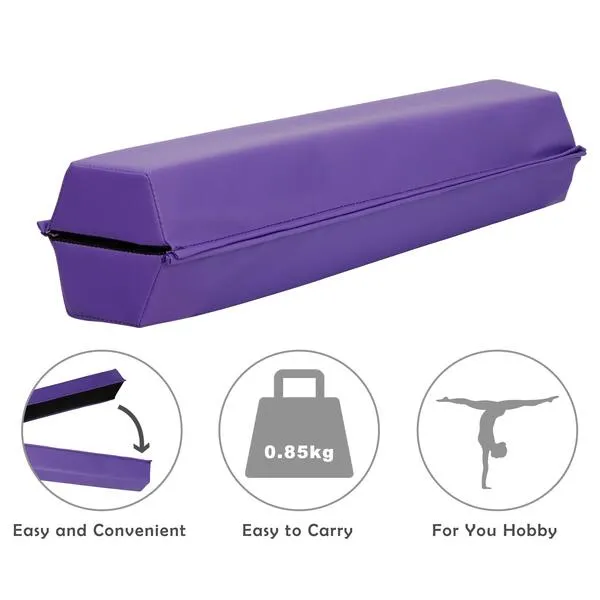 JupiterForce 6FT/9FT Folding Balance Beam with Extra Firm Foam, Portable Anti-Slip Bottom Bases, Gymnastics Equipment for Training, Beginners, Kids, Adults Home