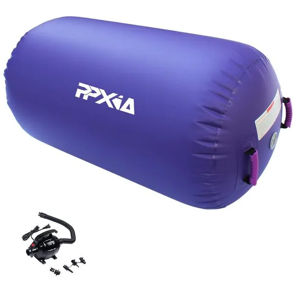 PPXIA Gymnastics Air Roller Air Barrel Inflatable Tumbling Mat, Tumble Track Backhandspring Mat Gymnastic Equipment with Pump for Yoga Training Cheerleading Home Use