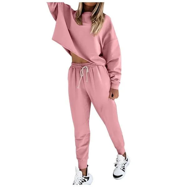 Jogging Sweat Suits for Women Long Sleeve T-Shirts Bodycon Sports Suit Outfit Jogger Tracksuit with Pocket