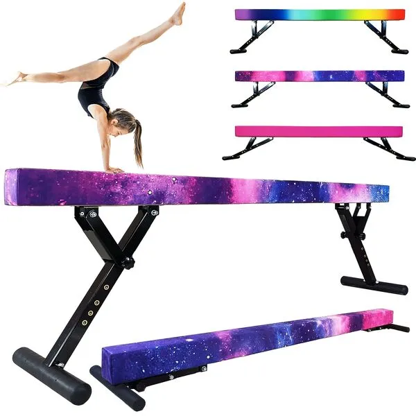 Seliyoo 8ft Adjustable Gymnastics Beam Balance Beam for Kids -high-Low Floor Beam for All Gymnastics Levels,Sturdy Gymnastic Equipment for Kids Training at Home