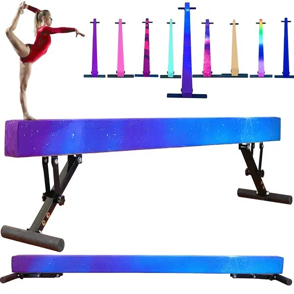 defulion 8 Ft Adjustable Gymnastic Balance Beam for Kids Children Home Practice, Gymnastics Balance Beam with Legs, High and Low Floor Gym Training Beam¡­