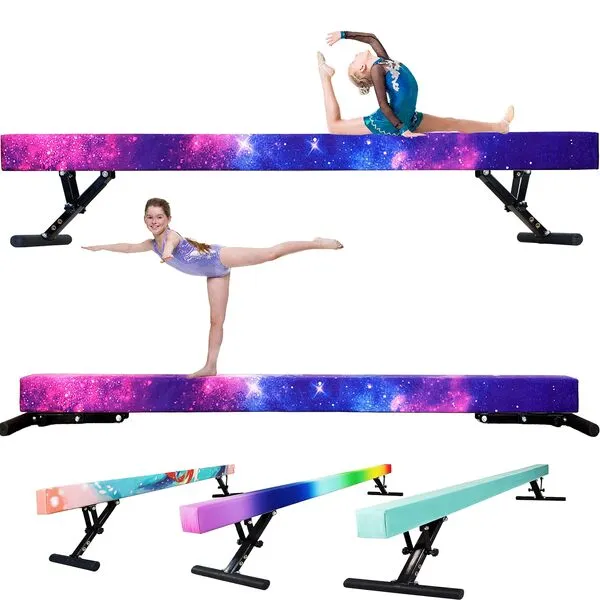 Bufona 8FT adjustable balance beam Gymnastics beam high and lower floor beam for kids super sturdy gymnastic equipment Competition type for home or gym