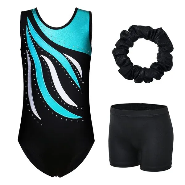 BAOHULU Leotards for Girls Gymnastics Embroidery Glitter Tumbling Dance Shorts Bottoms