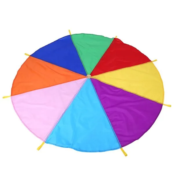 RiToEasysports Play Parachute, 8 Handles 2M Diameter Good Tenacity Multicolor Children Rainbow Throwing Parachute Game Toy Early Education Puzzle Toys