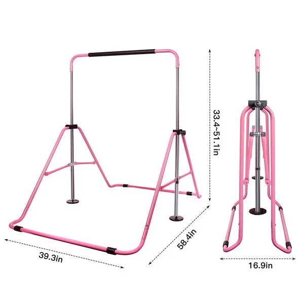 RitFit Gymnastic Bar for Kids, Gymnastics Equipment Bar for Home&Gym, Kip Bar and Adjustable Monkey Bars for 3-8 Toddlers with 330LB Capacity, Junior Horizontal Training bar