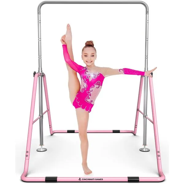 CINCINNATI GAMES KipMaster Adjustable Gymnastic Kip Bar, Gymnastic Bars for Home, 4 Adjustable Heights, Superior 3-Point Stability Training Monkey Bars for Kids