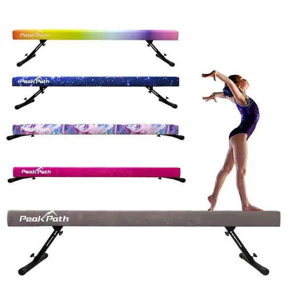 Peakpath 8FT Adjustable&Foldable Gymnastics Balance Beam,Home Gym Equipment,Easy Assembling and Storage,No Tool Require,for Kids Children Girls Training