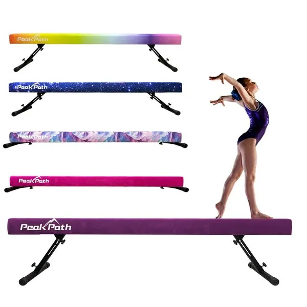 Peakpath 8FT Adjustable&Foldable Gymnastics Balance Beam,Home Gym Equipment,Easy Assembling and Storage,No Tool Require,for Kids Children Girls Training