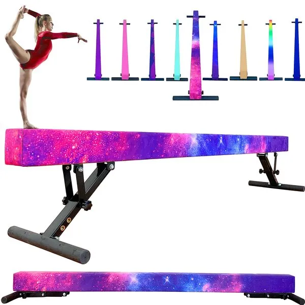 defulion 8 Ft Adjustable Gymnastic Balance Beam for Kids Children Home Practice, Gymnastics Balance Beam with Legs, High and Low Floor Gym Training Beam¡­