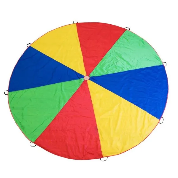 Play Parachute for Kids 12 Feet Rainbow Parachutes Toy Tent Games for Gymnastics Cooperative Play, Indoor and Outdoor Activities with Handles