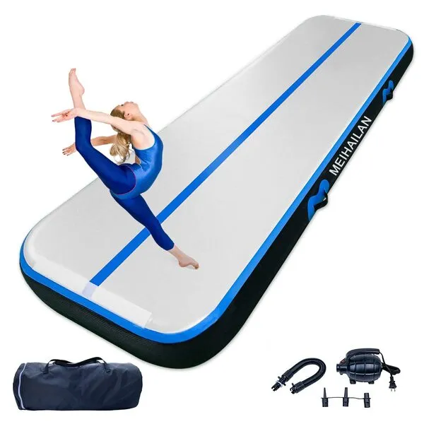 Gymnastics Air Mat Inflatable Tumbling Mats 10ft/13ft 8 inch Thickness, Tumble Track Air Floor Mat with Electric Air Pump for Home Use Cheerleading Handspring Gym Yoga Outdoor