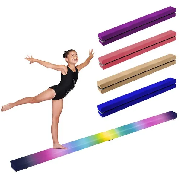 UMIKOOL DIRECT 7FT/8FT Balance Beam, Folding Floor Gymnastics Equipment for Gymnast Kids Adults, Non Slip Rubber Base, Professional Gymnastics Beam for Home Training