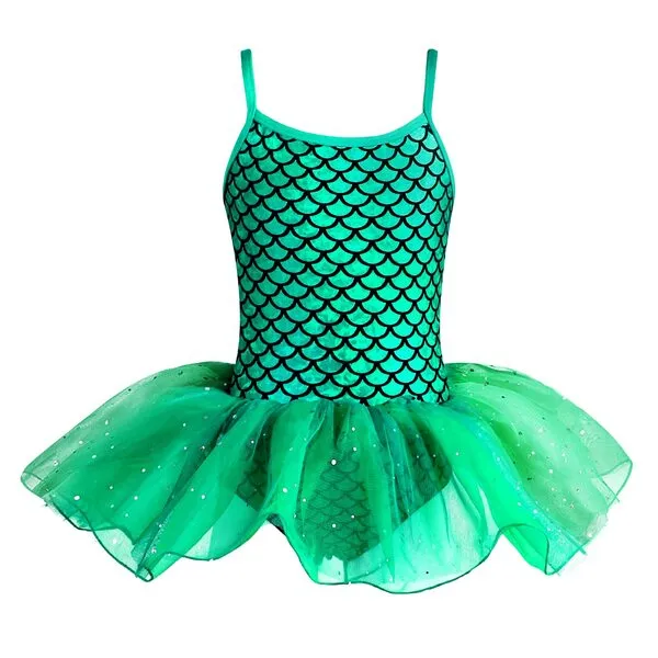 XiaoMoSha Dance Leotard for Girls Tutu Skirted Leotard Ballerina Dancewear Party Dress Outfit Sparkles Mermaid Bodysuit