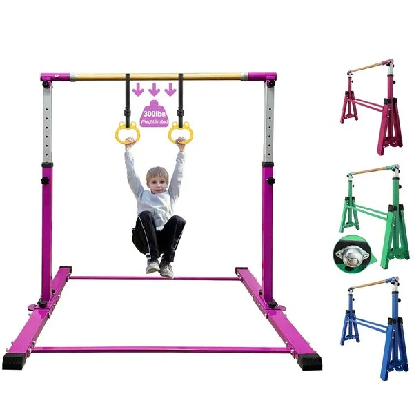 EL&IT·Wings Gymnastic Kip Bar,Horizontal Bar for Kids Girls Junior,3' to 5' Adjustable Height,Home Gym Equipment,Ideal for Indoor and Home Training,300lbs Weight Capacity