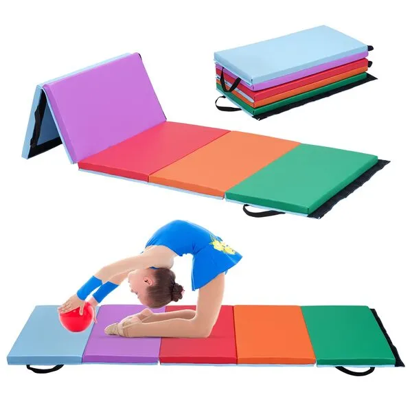 Oneofics Gymnastics Mat 5-panel folding exercise mat 6’x2’x1.8”Lightweight Portable Kids’Tumbling Mat with Carrying Handles for Home Gym Workout & Active Play