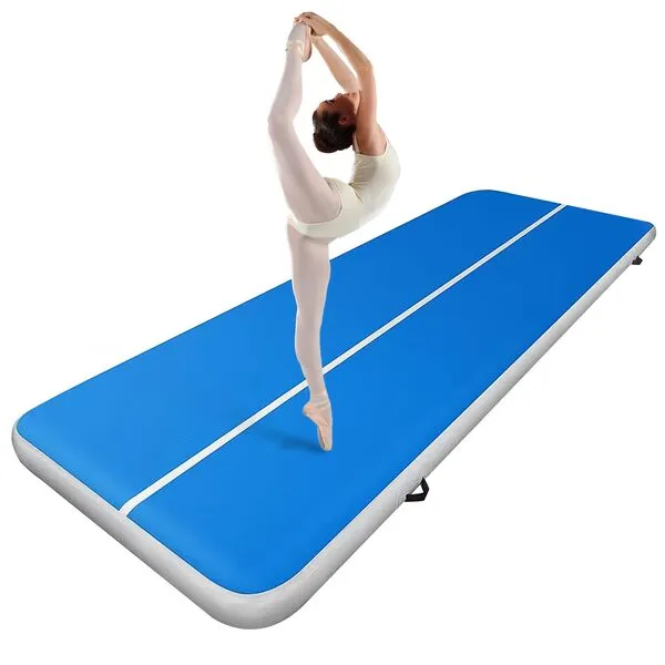 ERfairdeal 3.3/13/16/20/26ft Gymnastics Tumbling Mat Inflatable Tumble Track Inflatable Air Gymnastics Tumbling Mat ， with Electric Air Pump for Home Use/Tumble/Gym/Training/Cheerleading Blue