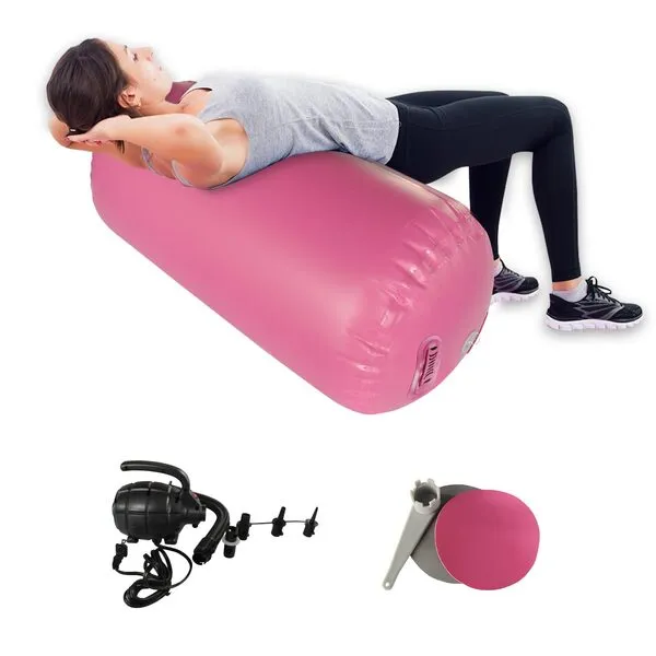 JNNTECH 40x24Inch Air Roller Gymnastic Barrel Inflatable Air Barrel Gymnastic Equipment with Air Pump for Yoga/Gym Training