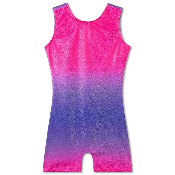 TENVDA Girls Gymnastics Leotards with Shorts Size 2-12 Years Old Sparkly Multicolor Tumbling Biketards