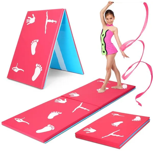 Honoson 2 Pcs Children's Cartwheel Beam Mat 2 x 6 ft Gymnastics Training Mats for Kids Handstand Homework Athletic Mat Exercise Tumbling Mats for Home Gym Yoga Dance Gymnastics Equipment