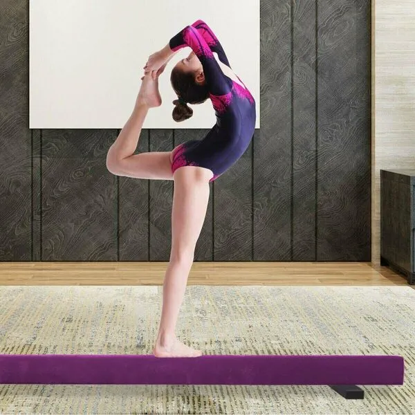 Sealoha 6ft Balance Beam,High-Low Floor Beam Gymnastics Equipment,Non Slip Rubber Base, Gymnastics Beam with Legs for Training,Physical Therapy and Professional HomeTraining (Purple（6ft）)