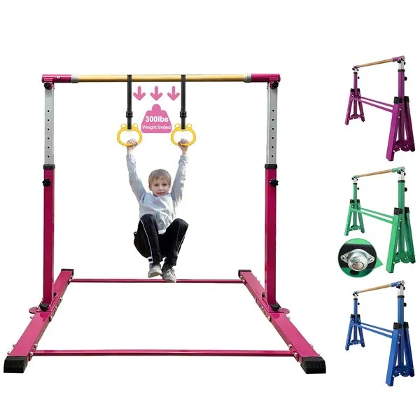 KIDIP Collapsible Training Bar Horizontal Bar Kip Bar Home Gym Equipment Kids Teens Horizontal Bar Indoor 3' to 5' Height Adjustable, 300 lb Load Capacity