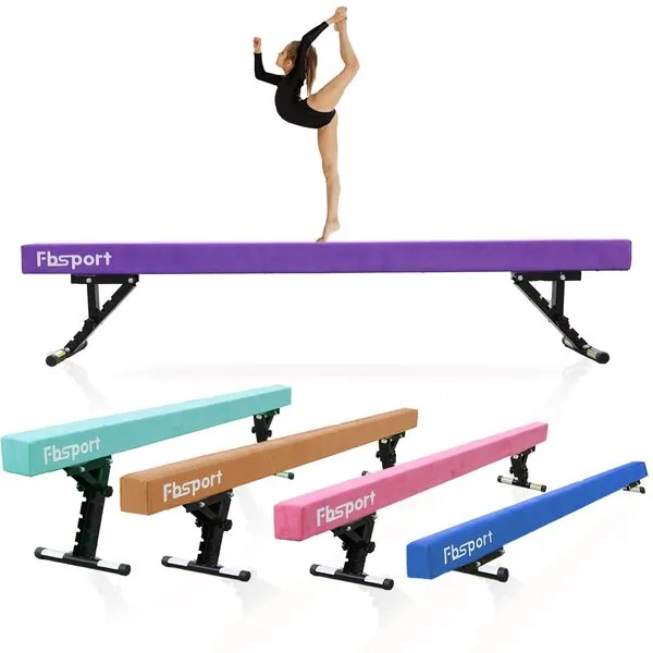 FBSPORT 8ft Adjustable Balance Beam: High and Low Floor Beam Gymnastics Equipment for Kids/Adults,Gymnastics Beam for Training,Practice, Physical Therapy and Professional Home Training with Legs