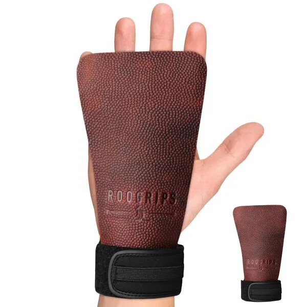 RooGrips Gym Hand Grips - Fingerless Hand Grips for Weightlifting, Gymnastics & Workouts - Kangaroo Leather Hand Grips for Ultimate Strength & Protection for Men & Women, Pebble Grain, Medium