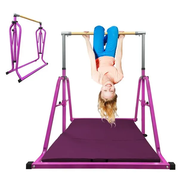 Peakpath Gymnastics kip Bar,Height Adjustable 3' to 5' and Foldable Gymnastic Equipment for Kids Junior Ages 3-15, Ideal for Indoor and Home Training