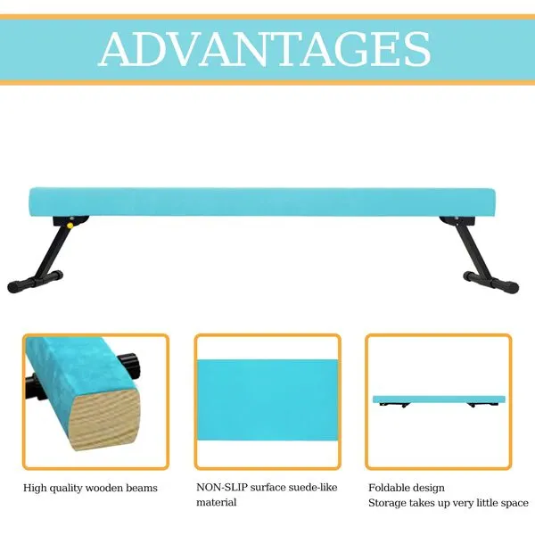 GBVUGY Adjustable&Foldable Gymnastics Balance Beam,6FT/8ft High-Low Level Floor Gymnastic Beam,No Tool Require, Gym Equipment for for Kids Children Girls Home Training