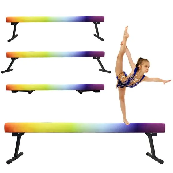 YANGG 6FT/8FT Gymnastic Balance Beam,Adjustable High and Low Level Floor Beam - Highly Stable - Gym Practice Training Equipment for Kids Children Girls Home (Grey, 8 FT)