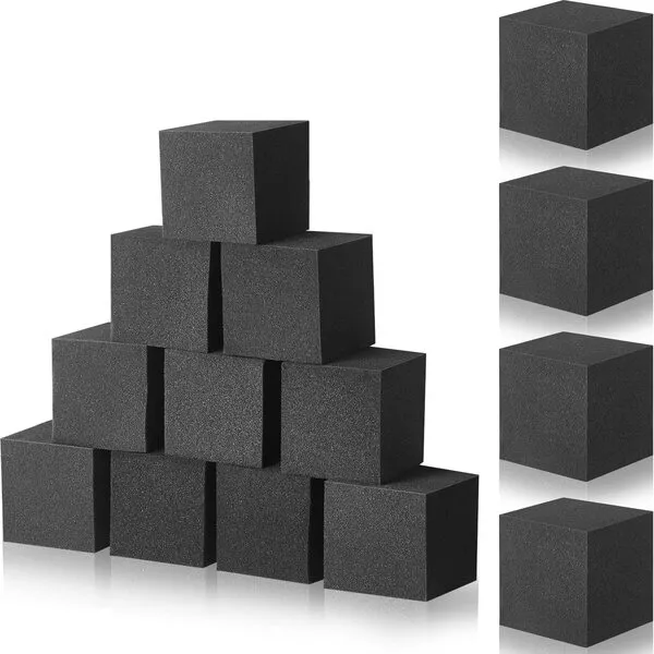 Treela Foam Pit Blocks Foam Pit Cubes Foam Trampoline Blocks Foam Padding for Gymnastics Parkour Courses Trampoline Arenas BMX, Charcoal Gray, 4 x 4 x 4 Inches(20 Pieces)