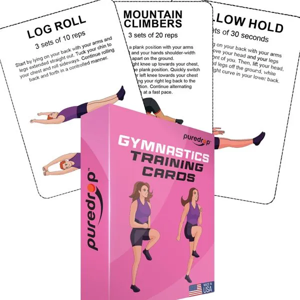 Puredrop Gymnastics Training Equipment Aid Cards: Great Training Drills for Solo Practice. Exercises and Workouts for at Home. Fun Activity for Kids, Youth Junior and Beginners Gymnasts Dance