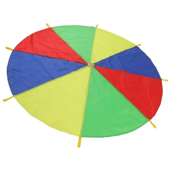 Kids Play Parachute Game, Foldable 8 Independent Handles Outdoor Parachute Toy 190cm Diameter for Schools