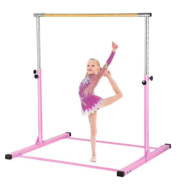 SHIWEI Gymnastic Bar, Gymnastics Kip Bar for 3' to 5' Height Adjustable, Horizontal Bar for Kids Ages 3-12 Gymnastic Training